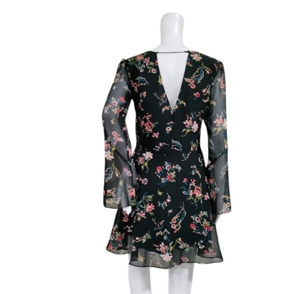 Sam Edelman Y2K Whimsy Coquette Prairie Chiffon Floral ALine Dress Black Size 2 - Picture 3 of 12